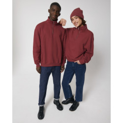 Sweatshirt unisexe à fermeture éclair sur un quart, coupe boxy et sec au toucher personnalisé
