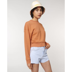 Le sweat-shirt crop à col rond pour femme terry wave personnalisé