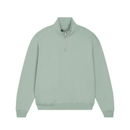 Sweatshirt unisexe à fermeture éclair sur un quart, coupe boxy et sec au toucher personnalisé